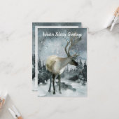 冬の至グリーティングズウッドランドフォレストスタグ カード (正面/裏面インサイチュ)