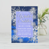 冬の至スノーフレークフラワーブルー 招待状 (スタンド正面)