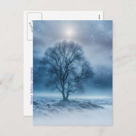 冬の至ツリーインザスノー異教のホリデイ シーズンポストカード (正面/裏面)