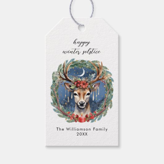冬の至ホリデーディアリースユール(キリスト降誕祭)クリスマス ギフトタグ (正面)