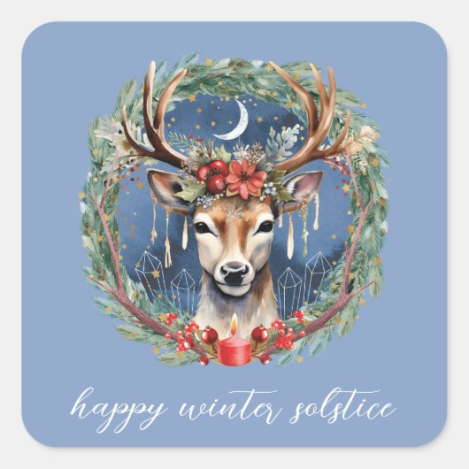 冬の至ホリデーディアリースユール（キリスト降誕祭）クリスマス スクエアシール (正面)