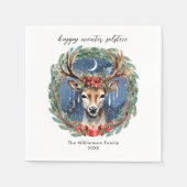 冬の至ホリデーディアリースユール（キリスト降誕祭）クリスマス スタンダードカクテルナプキン (正面)