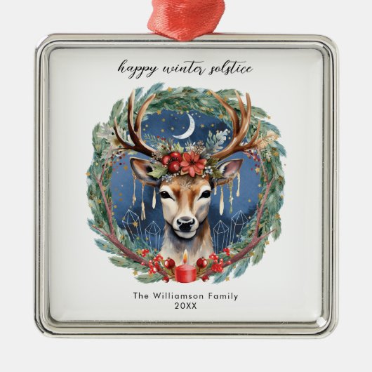 冬の至ホリデーディアリースユール(キリスト降誕祭)クリスマス メタルオーナメント (正面)