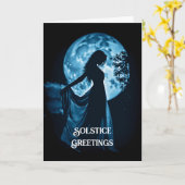 冬の至ムーンアンドウーマン至ナイトウィット カード (黄色い花)