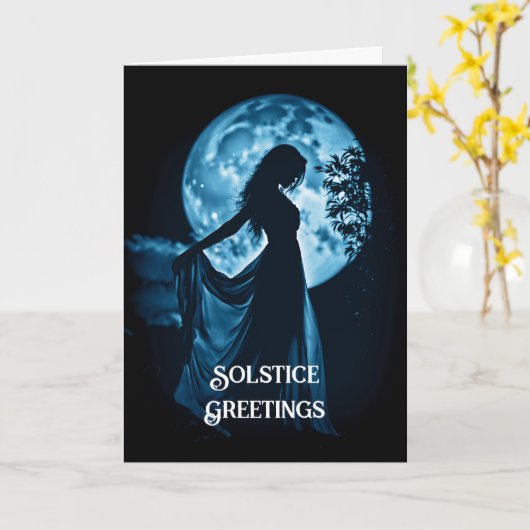 冬の至ムーンアンドウーマン至ナイトウィット カード (黄色い花)