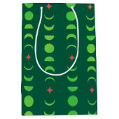 冬の至ユール(キリスト降誕祭)ウィッカムーンフェイズレッドグリーン ミディアムペーパーバッグ (正面)