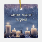 冬の至ユール（キリスト降誕祭）キャンドルin the Snow セラミックオーナメント (正面)