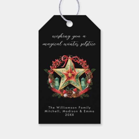 冬の至リーススターホリデークリスマスユール(キリスト降誕祭) ギフトタグ (正面)