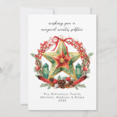 冬の至リーススターホリデークリスマスユール(キリスト降誕祭) シーズンカード (正面)