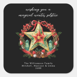 冬の至リーススターホリデークリスマスユール(キリスト降誕祭) スクエアシール