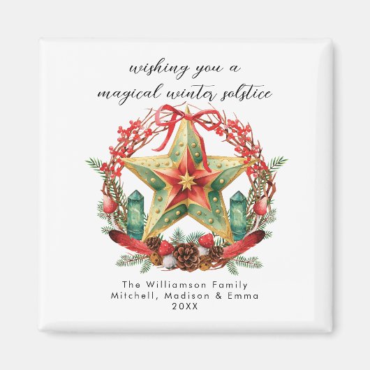 冬の至リーススターホリデークリスマスユール(キリスト降誕祭) マグネット (正面)