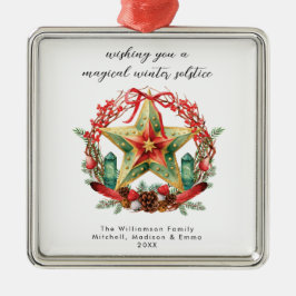 冬の至リーススターホリデークリスマスユール（キリスト降誕祭） メタルオーナメント