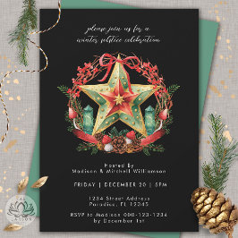 冬の至リーススターホリデークリスマスユール（キリスト降誕祭） 招待状