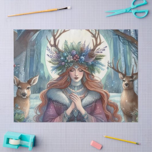 冬の至女神の森をテーマにしたティッシュペーパー 薄葉紙 (クラフト)