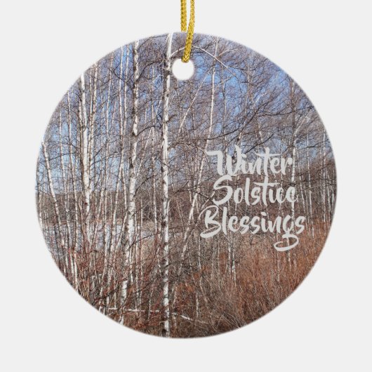冬の至恵み樺の木森 セラミックオーナメント (正面)