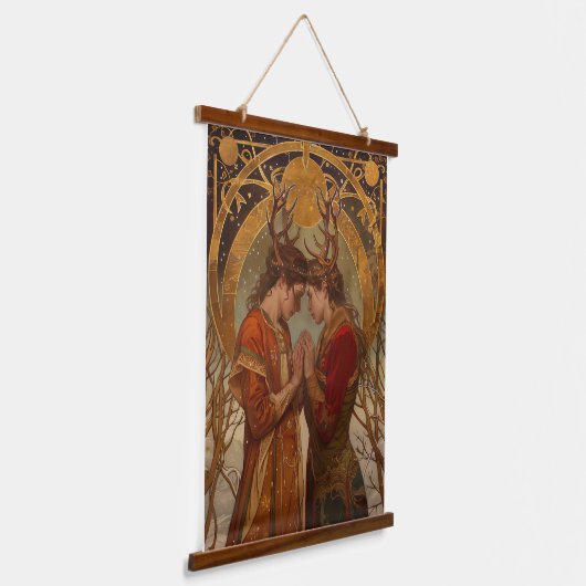 冬の至愛好家ウッドトップウォールタペストリー 吊り下げ型タペストリー (傾斜あり)