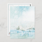 冬の至水彩ウッドランド冬の風景 ポストカード (正面/裏面)