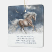冬の至賛美の馬の雪の三日月 セラミックオーナメント (左)