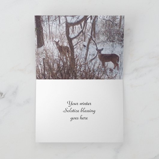 冬の至鹿の写真を折り畳んだ ノートカード (内部)