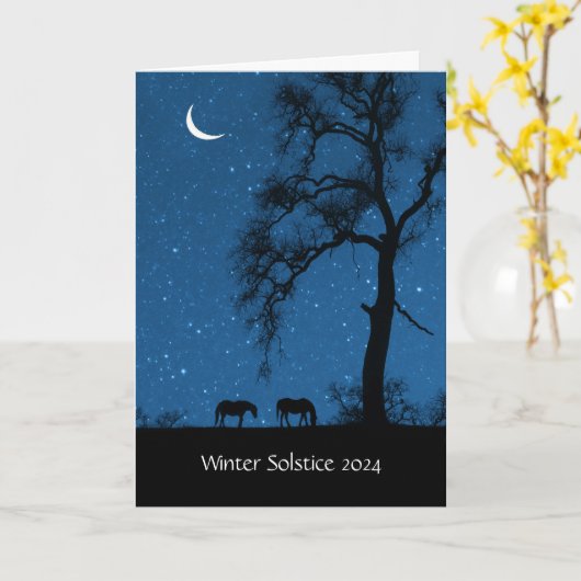 冬の至2024馬の三日月 カード (黄色い花)