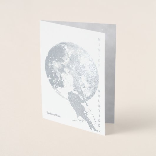 冬の至：月と鳩 箔カード (正面)