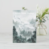 冬の至、森林の白フクロウにあいさつ カード (スタンド正面)