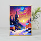 冬の色彩の鮮やか景色クリスマス 箔シーズンカード (立ち正面)
