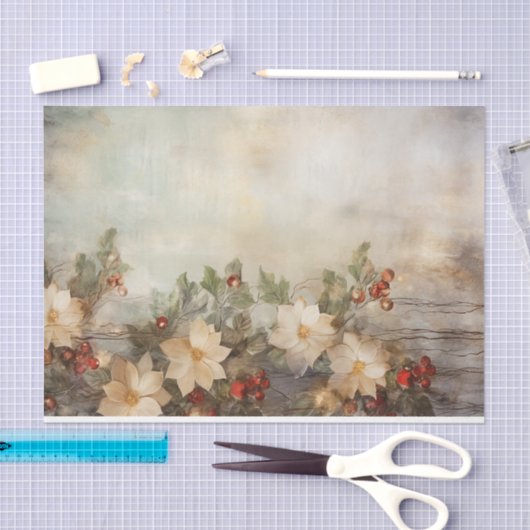 冬の花かわいらしと果実のクリスマス 薄葉紙 (クラフト)