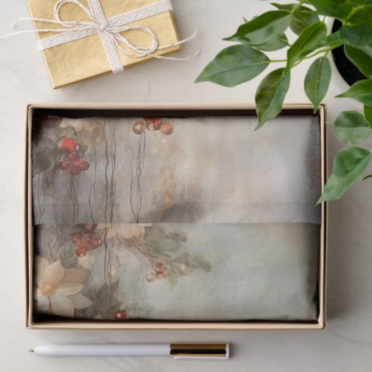 冬の花かわいらしと果実のクリスマス 薄葉紙 (ギフト)