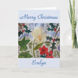 冬の花とヒイラギのクリスマス カード