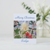 冬の花とホリークリスマスポストカード ポストカード (スタンド正面)