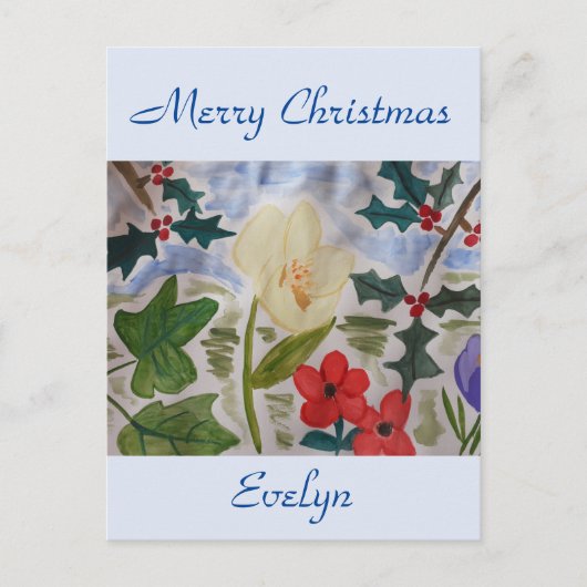 冬の花とホリークリスマスポストカード ポストカード (正面)