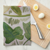 冬の花とホリーティータオル キッチンタオル (四つ折り)