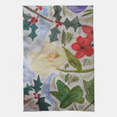 冬の花とホリーティータオル キッチンタオル (縦)