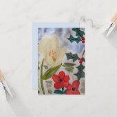 冬の花とホリーフラットカード カード (正面/裏面インサイチュ)