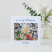 冬の花とホリーフラットクリスマスカード カード (スタンド正面)