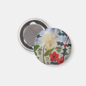 冬の花とホリーマグネット マグネット (正面/裏面)