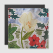 冬の花とホリー磁気カード (正面/裏面)