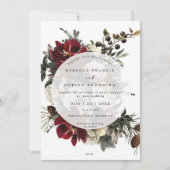 冬の花と実のモダンな結婚式招待状 招待状 (正面)