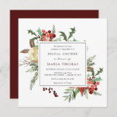 冬の花と常緑のブライダルシャワー 招待状 (正面/裏面)