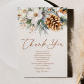 冬の花と松の木のクリスマス ブライダルシャワー サンキューカード