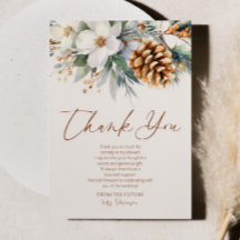 冬の花と松の木のクリスマス ブライダルシャワー