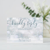 冬の花と雪の結晶の結婚式 出欠カード (スタンド正面)
