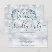 冬の花と雪の結晶の結婚式 出欠カード (正面/裏面)