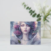 冬の花と雪の美しい女性 ポストカード (スタンド正面)