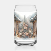 冬の花に囲まれた牧歌的なキリスト降誕のシーン ガラス缶 (右)