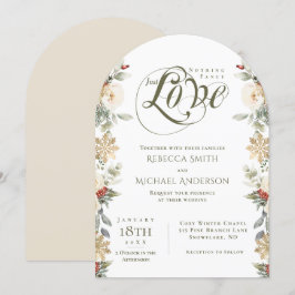冬の花のアーチ　贅沢ではなく愛を込めて ウェディング 招待状
