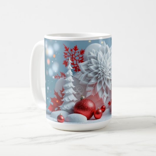 冬の花のコンポジション コーヒーマグカップ (正面左)