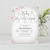 冬の花のベイビーシャワー招待状 招待状 (スタンド正面)