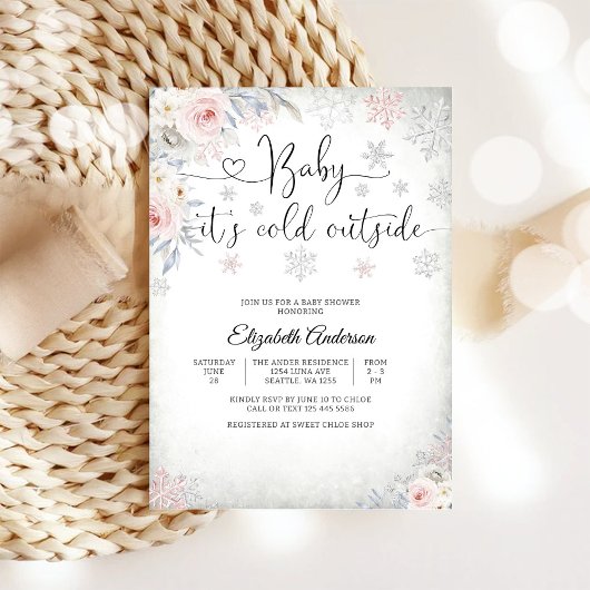 冬の花のベイビーシャワー招待状 招待状